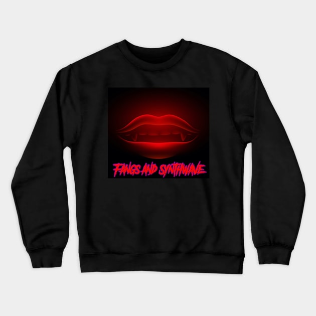 Fangs and Synthwave Mouth Crewneck Sweatshirt by Electrish